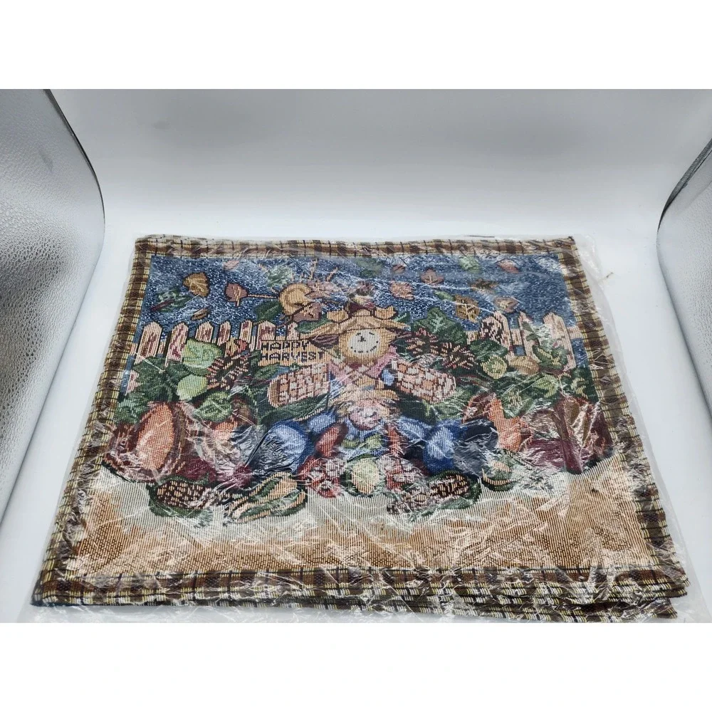 Happy Harvest Scarecrow Tapestry Placemats Set of 4 Fall Autumn Thanksgiving